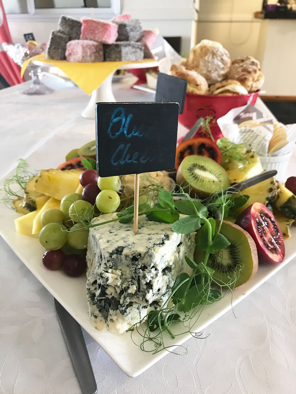 Yummy fruit and cheese platter at Dawsons Hotel Reefton