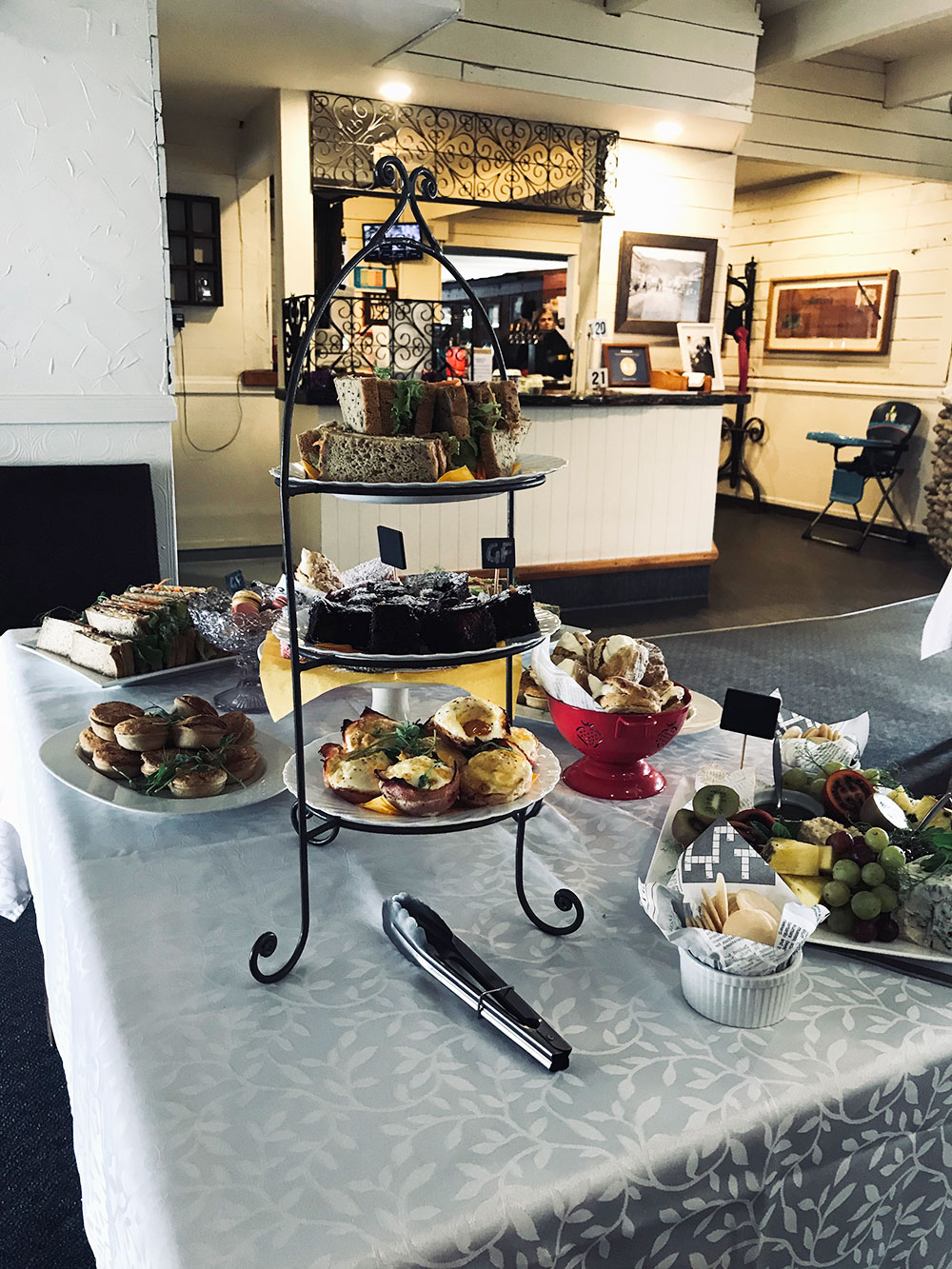 Afternoon tea tables at Dawsons Hotel Reefton